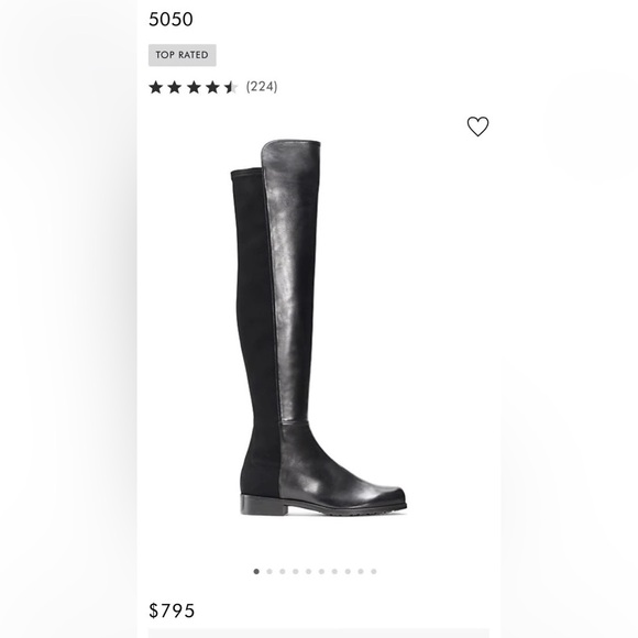 Stuart Weitzman 5050 Boot Black Leather 7.5 Over the knee - Picture 1 of 13